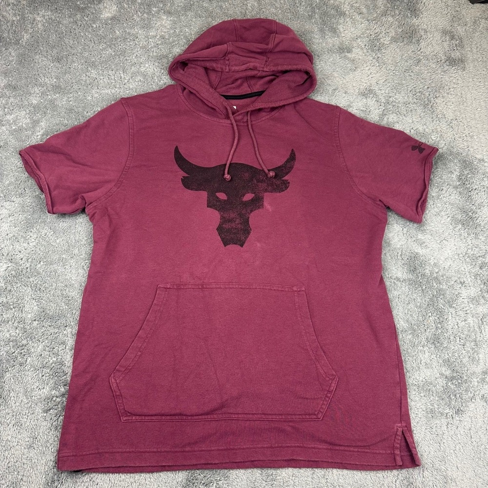 Under Armour Project Rock Mens‎ Large Terry Maroon Hoodie Pullover Training Gym